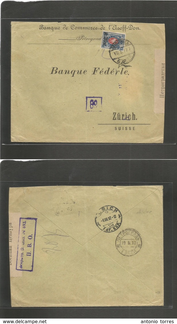 Russia. 1917 (18 May) Petrograd - Switzerland, Zurich (1 July) Ovptd Issue. Comm WWI - Autres & Non Classés