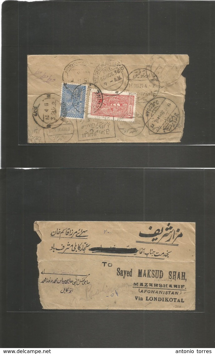 Saudi Arabia. 1936. Medina - Afghanistan, Mazarsharif Via Londikotal. Reverse Multifkd Mixed Issues All Properly Transit - Arabie Saoudite