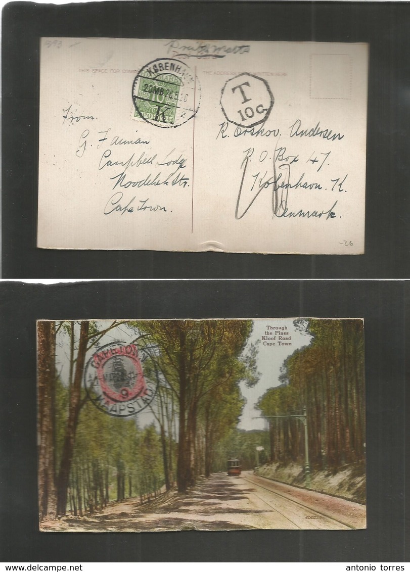 South Africa. 1926. Capetown - Denmark, Kph (25 May) Fkd View Ppc + Taxed Danish P. Due, Tied Arrival Cds. Fine. - Autres & Non Classés