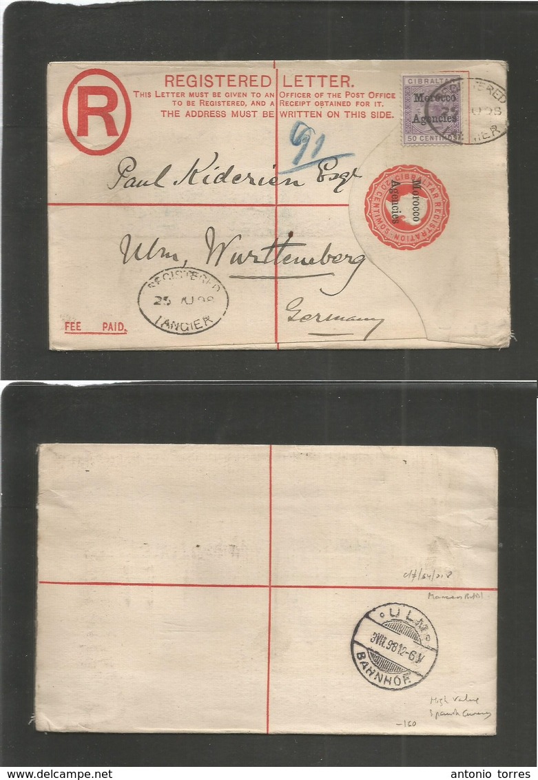 Marruecos - British. 1898 (25 June) Gibraltar Issues Ovptd. Tangier - Germany, Ulm, Wurttemberg (3 July) Spanish Currenc - Maroc (1956-...)