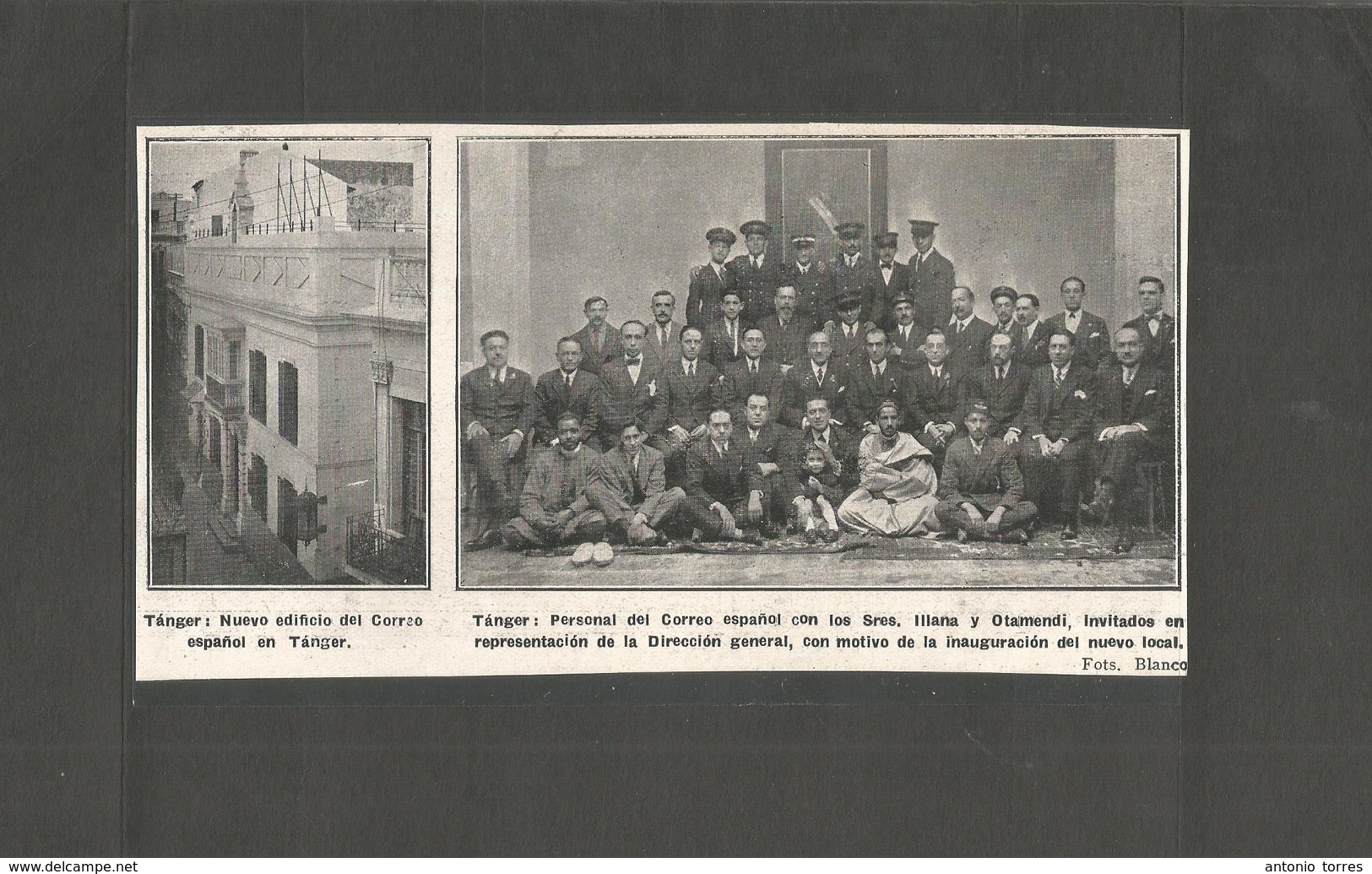 Marruecos. C. 1924-5. Tanger. Foto Original De época De Apertura Edificio Oficina Correos Con Plantilla Completa. Muy In - Marokko (1956-...)