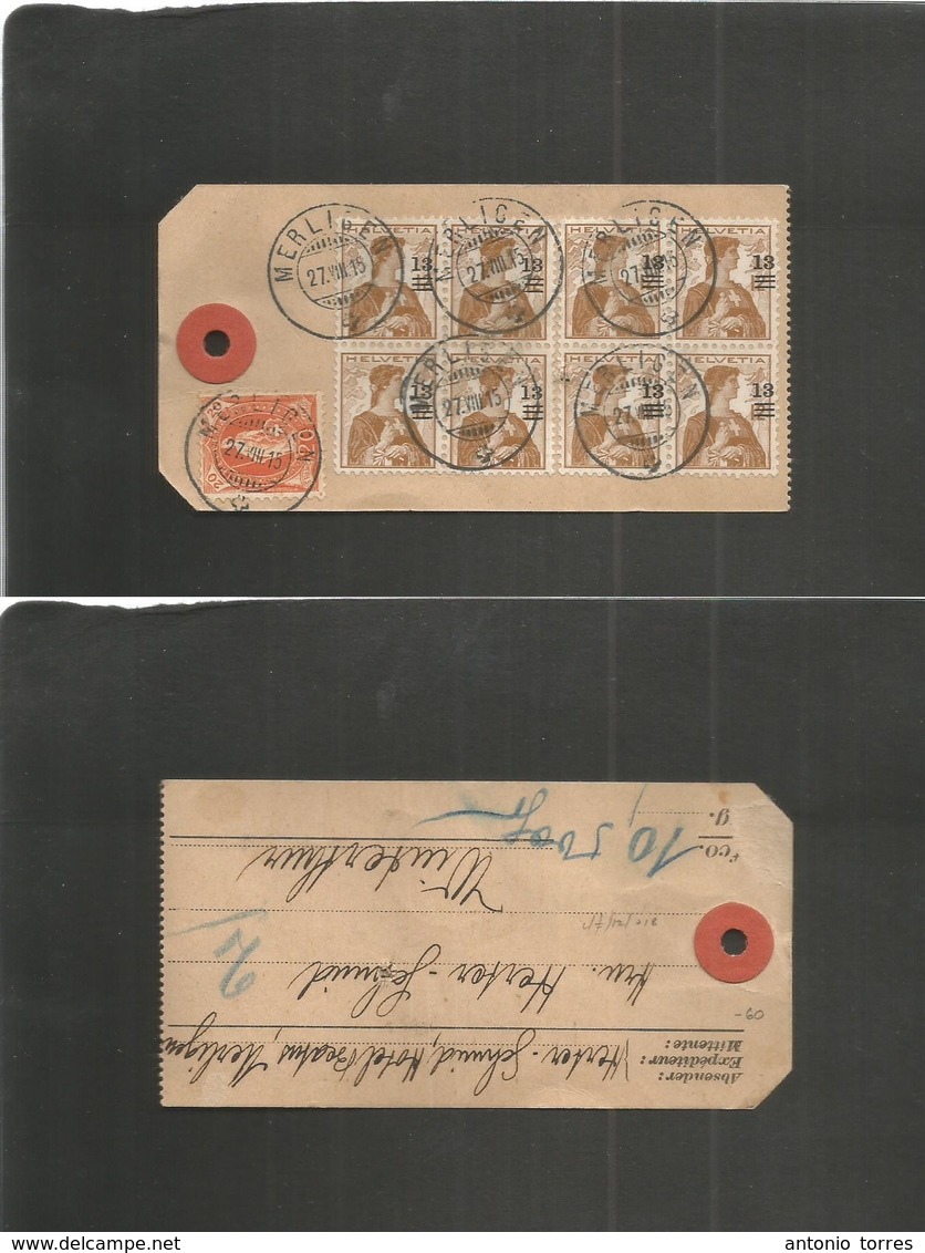 Switzerland - Xx. 1915 (27 Aug) Merlingen - Winterthun. Bag Tag Multiple + Mixed Issues + Cds. Scarce Item. VF. - Sonstige & Ohne Zuordnung