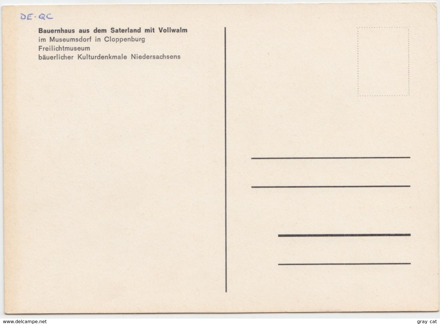 Bauernhaus Aus Dem Saterland Mit Vollwalm, Im Museumsdorf In Cloppenburg, Unused Postcard [21393] - Cloppenburg