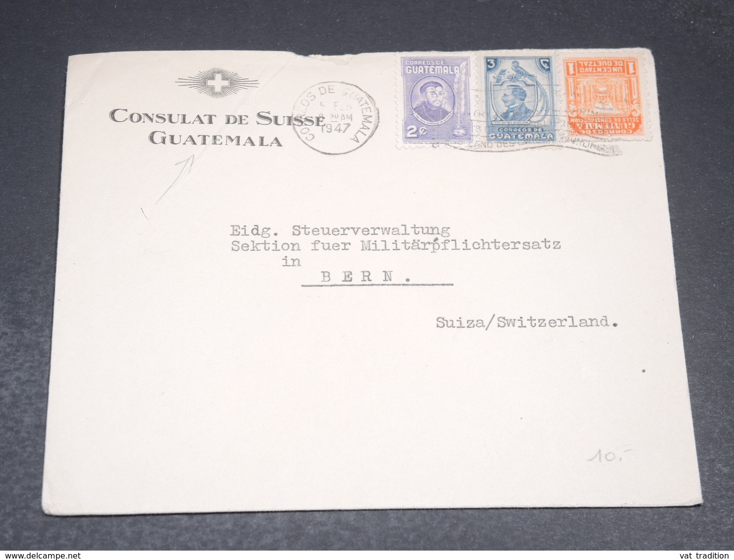 GUATEMALA - Enveloppe Du Consulat De Suisse Pour La Suisse En 1947 - L 19876 - Guatemala