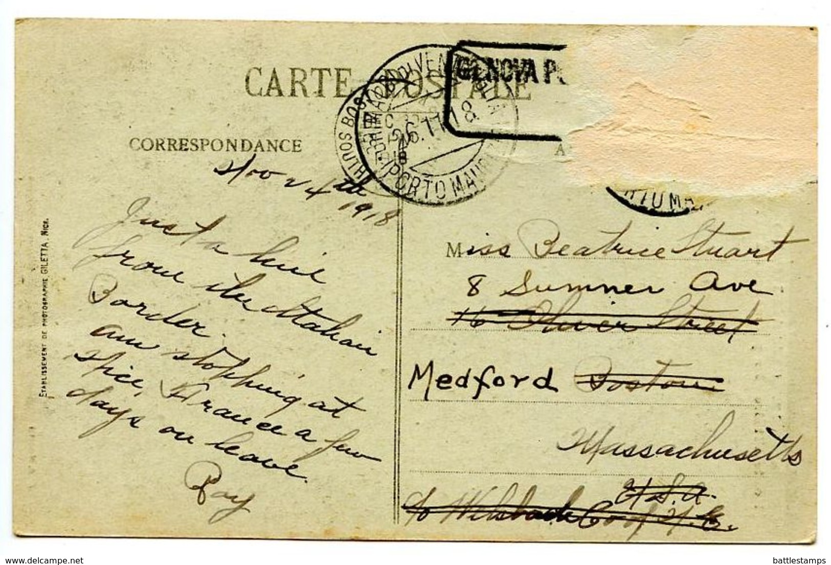 Italy 1918 Postcard Grimaldi - Route D’Italie - En Promenade à La Frontière - Other & Unclassified