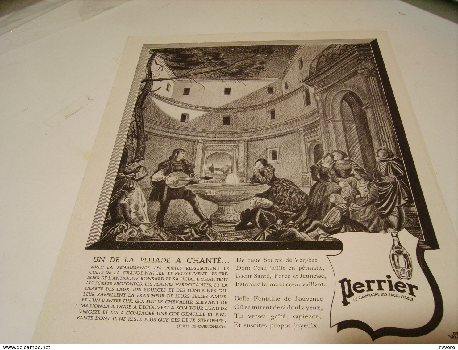 ANCIENNE PUBLICITE UN DE LA PLEIADE A CHANTE  PERRIER  1941 - Perrier