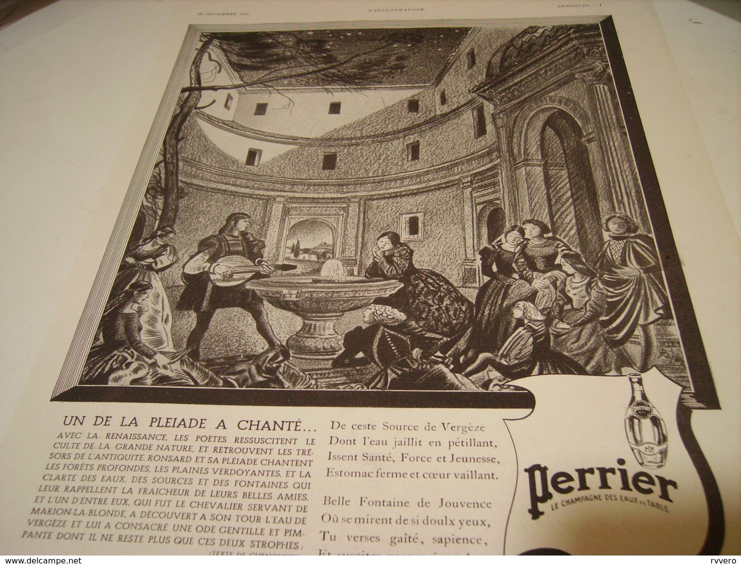 ANCIENNE PUBLICITE UN DE LA PLEIADE A CHANTE  PERRIER  1941 - Perrier