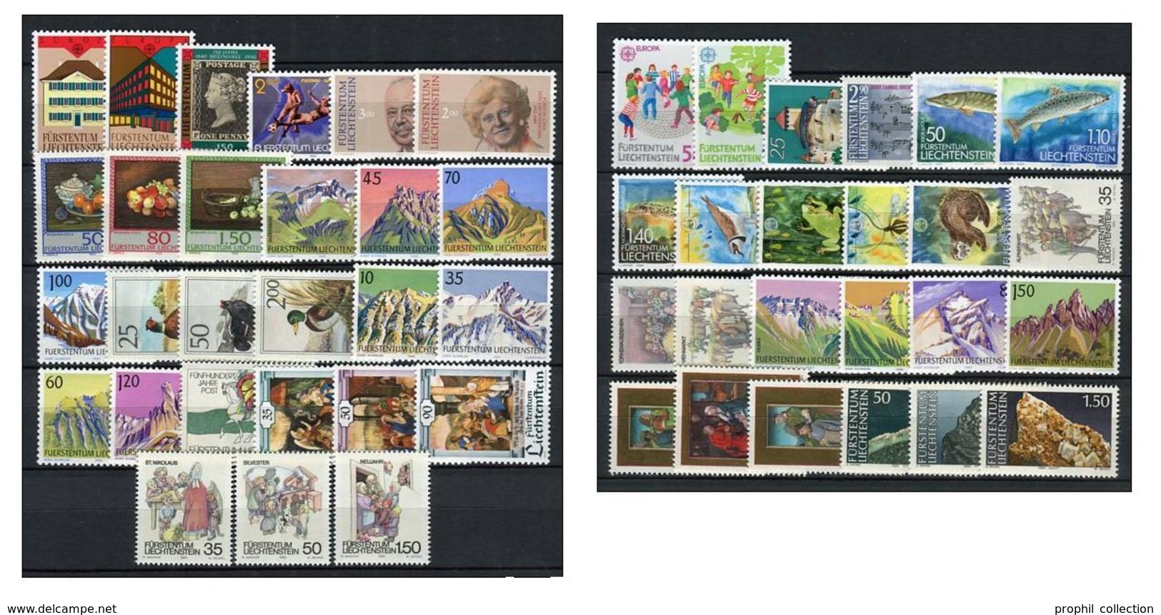 LIECHTENSTEIN - ANNÉES COMPLETES 1989 à 1990 En NEUF ** MNH - Volledige Jaargang