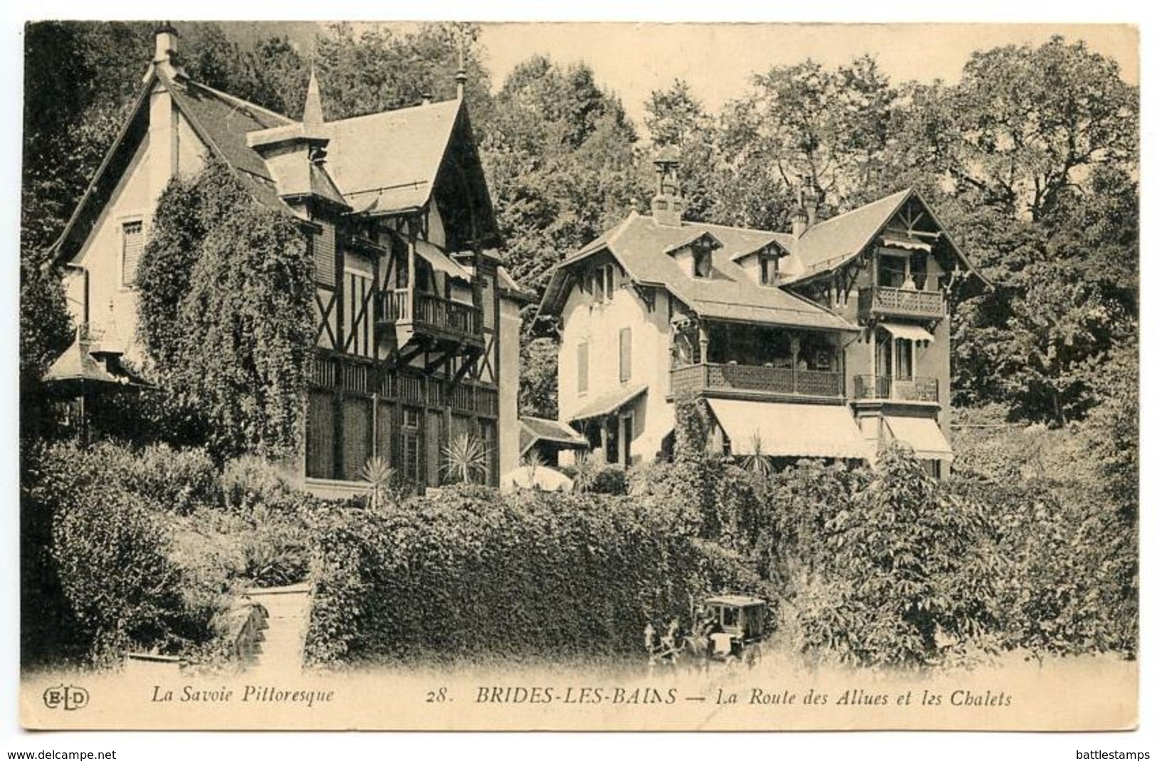 France Vintage Postcard Bride-Les-Bains - La Route Des Allues Et Les Chalets - Brides Les Bains