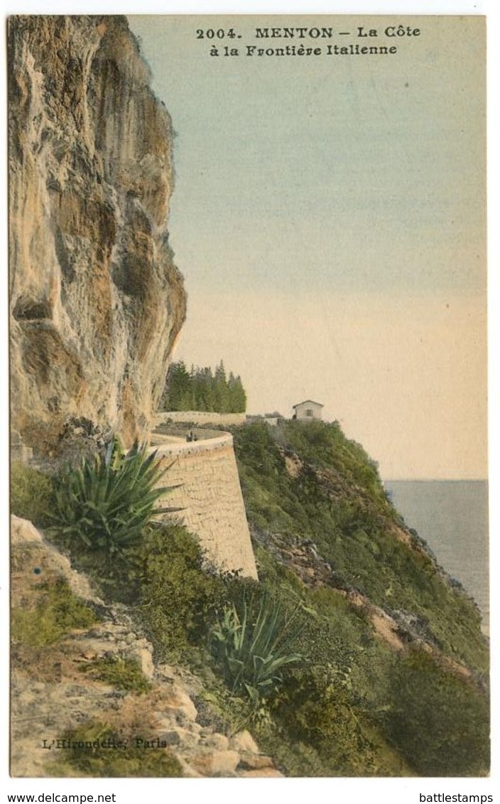 France Vintage Postcard Menton - The Italian Border - Menton