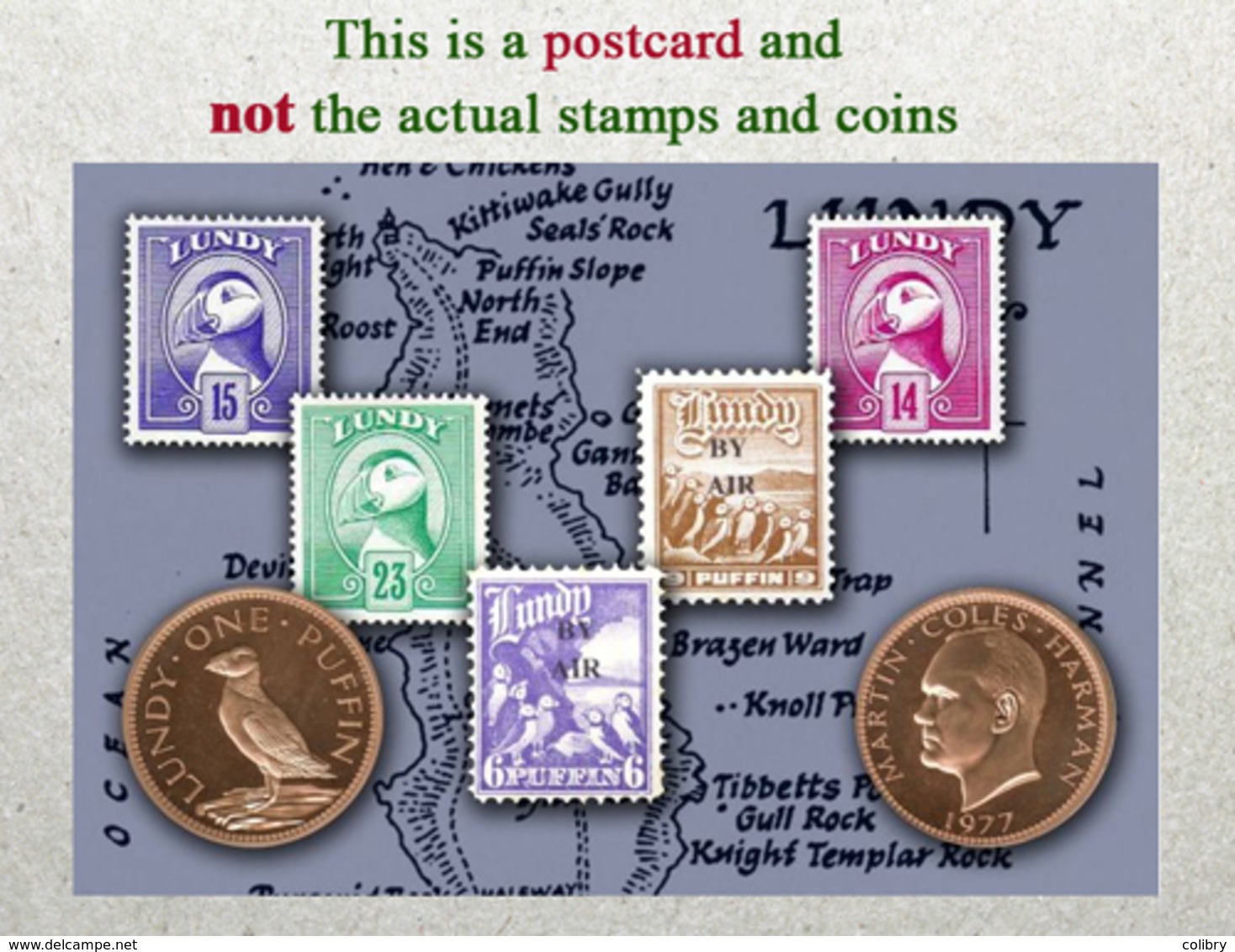 Lundy Stamps And Coins Of Yesteryear, Monnaies Et Timbres, Münzen Und Briefmarken - Timbres (représentations)