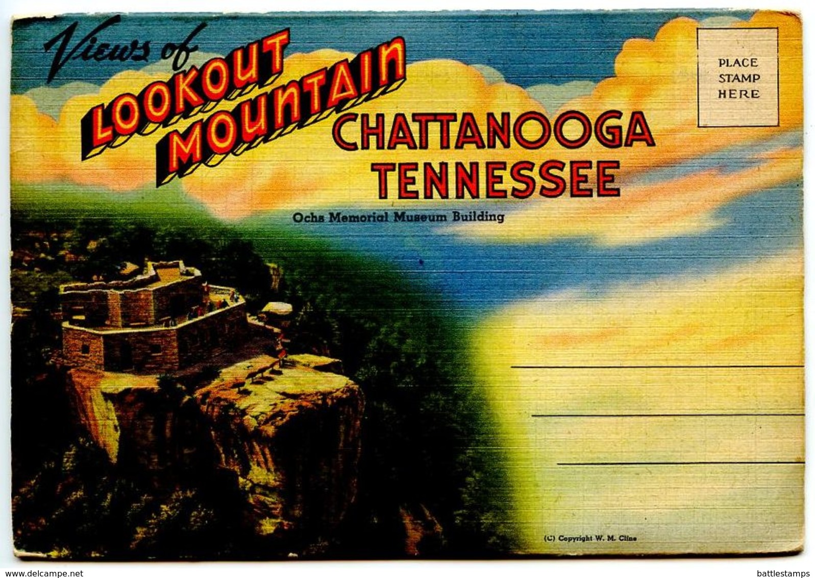 United States Vintage Souvenir Folder Postcard Lookout Mountain, Chattanooga, Tennessee - Chattanooga