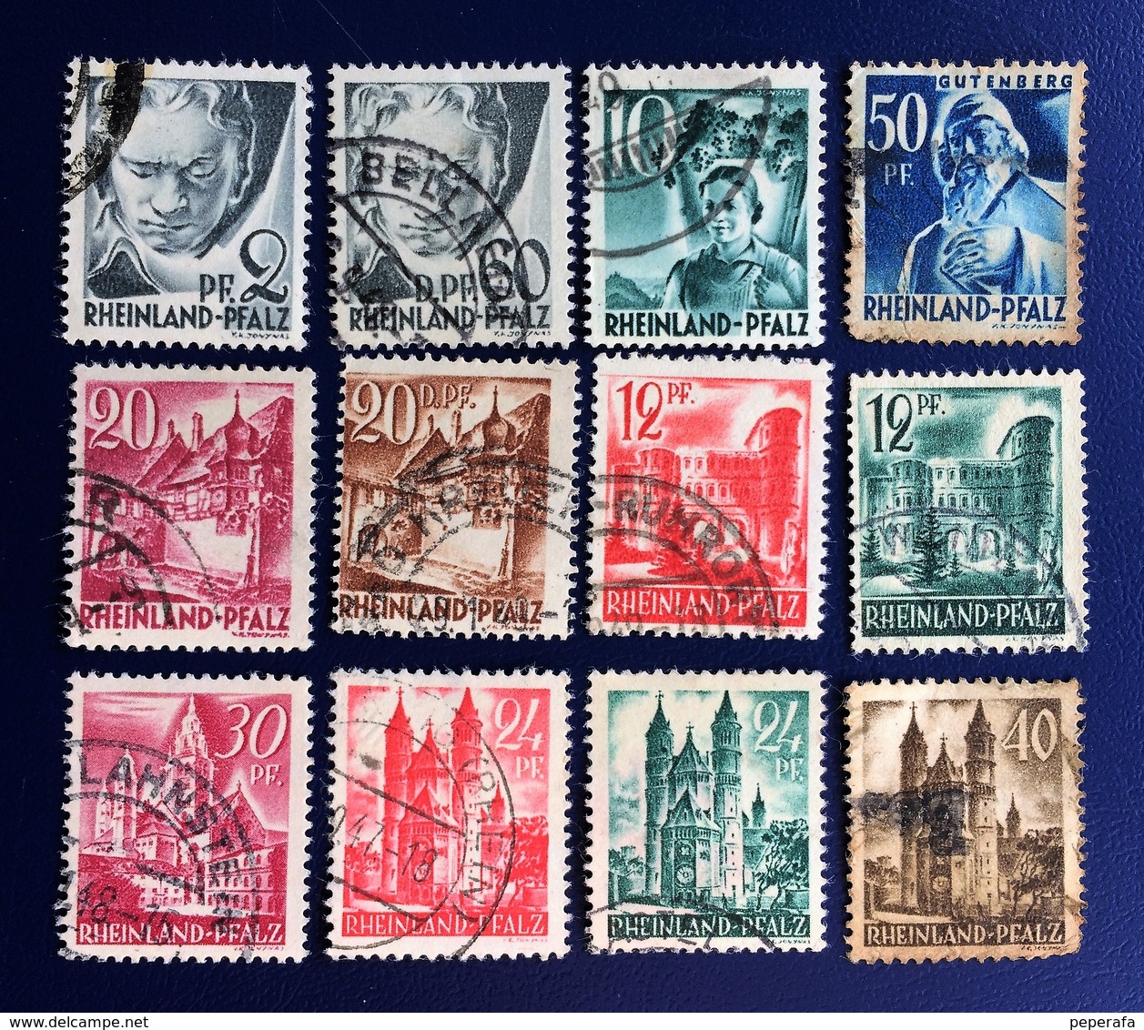 ALLEMAGNE GERMANY ALEMANIA GERMANY, COLLECTION French Zone 1947 / 48 - " Rhineland-Palatinate", USED - Sonstige & Ohne Zuordnung