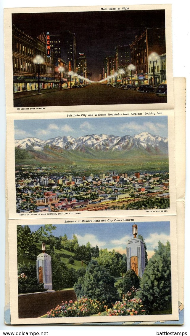 United States 1945 Souvenir Folder Postcard Salt Lake City, Utah