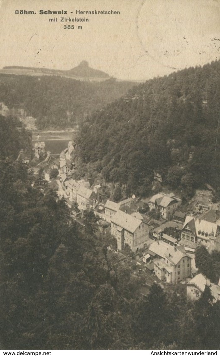 004602  Böhm. Schweiz - Herrnskretschen Mit Zirkelstein  1928 - Böhmen Und Mähren