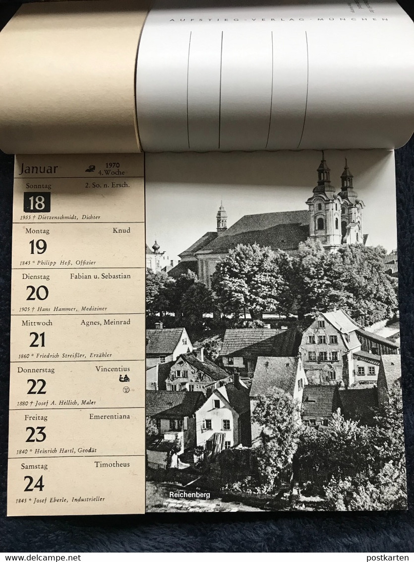 SUDETEN-DEUTSCHER BILDKALENDER 1970 MIT POSTKARTEN TROPPAU HOHENELBE JAUERNIG GOTTESGAB NIKOLSBURG RIESENGEBIRGE TEPL .. - Sudeten