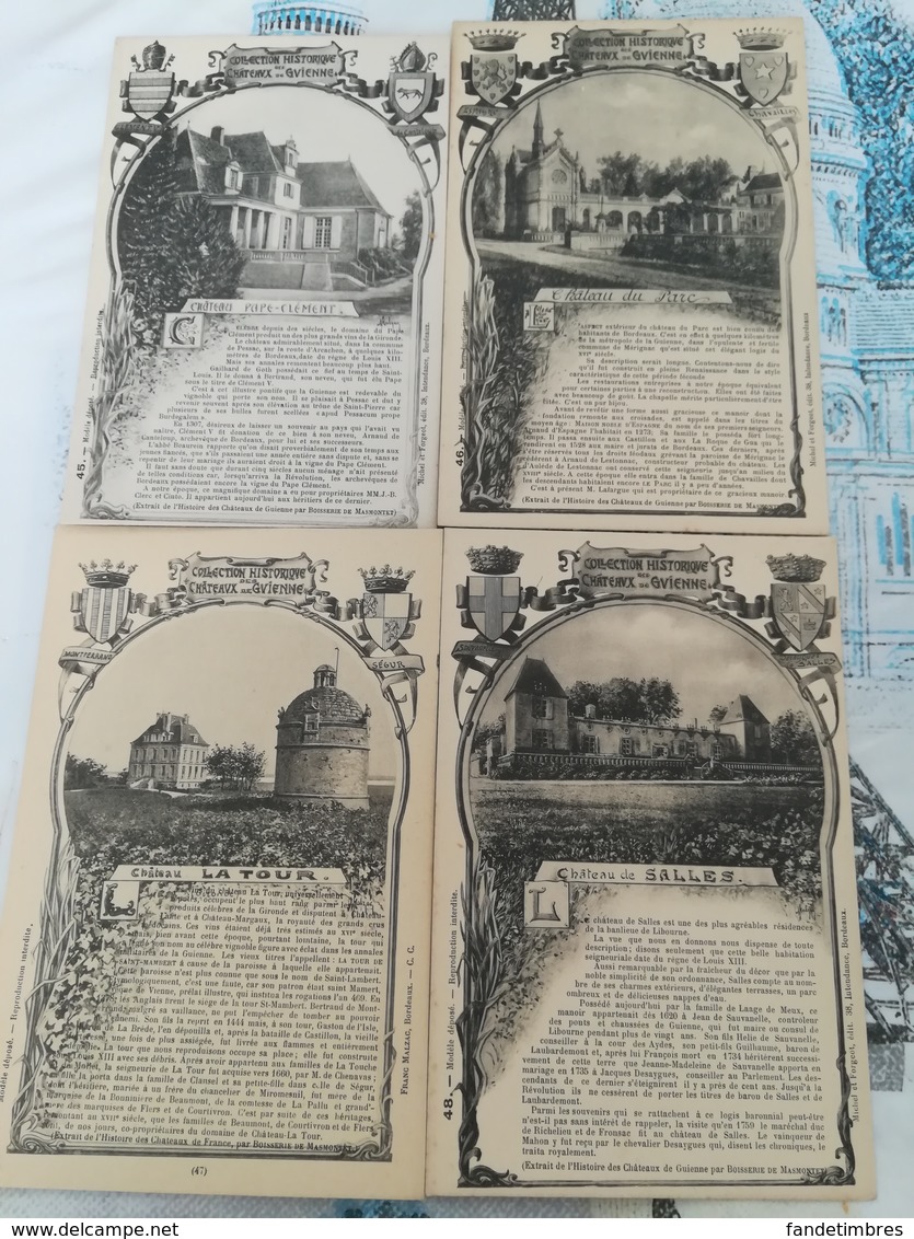 1 LOT DE 98 CARTES "COLLECTION HISTORIQUE DES CHÂTEAUX DE GUYENNE"