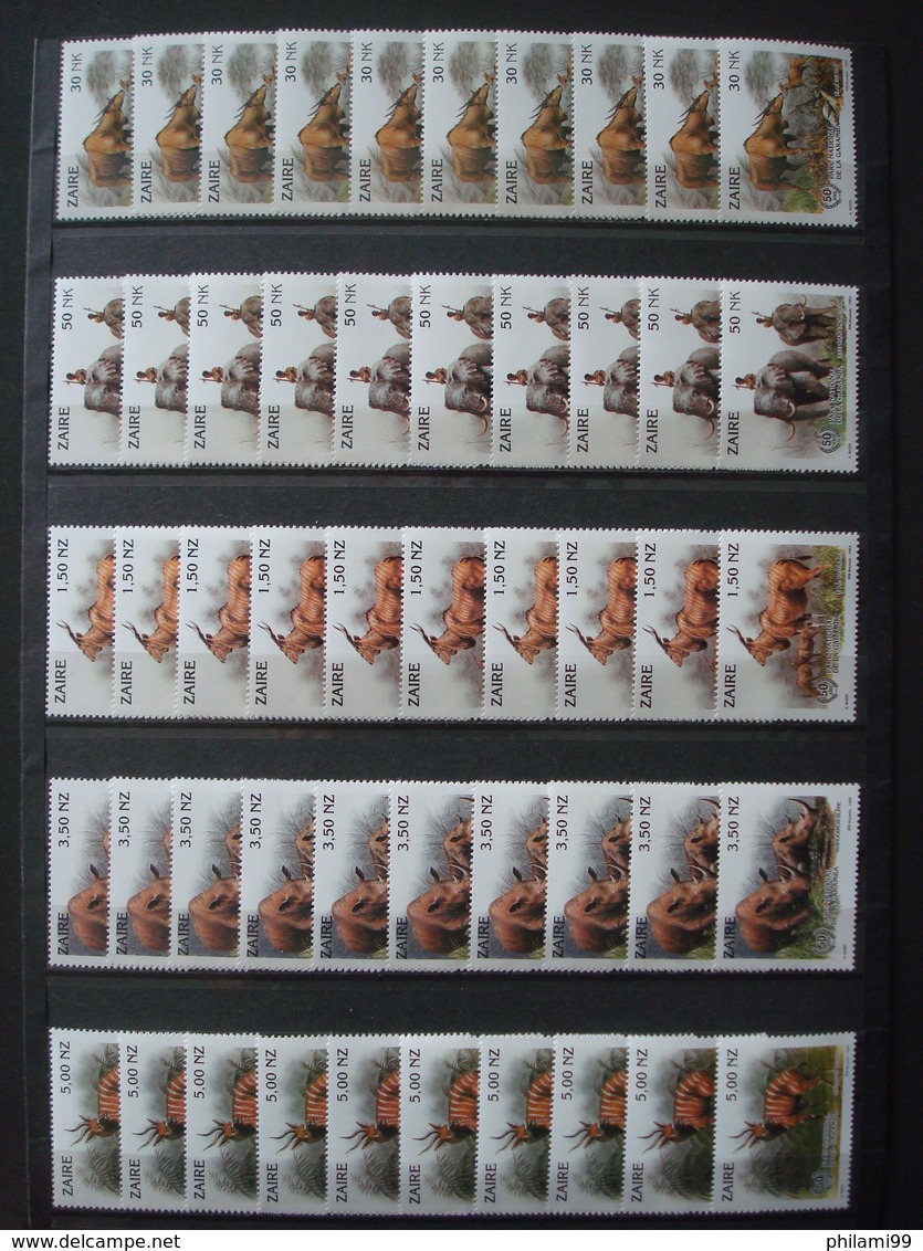 ZAIRE 1994 Nr 1452/1456 X 10 SETS MNH** / COT. 90 € / FAUNA / GARAMBA PARC 1993 BUZIN - Verzamelingen