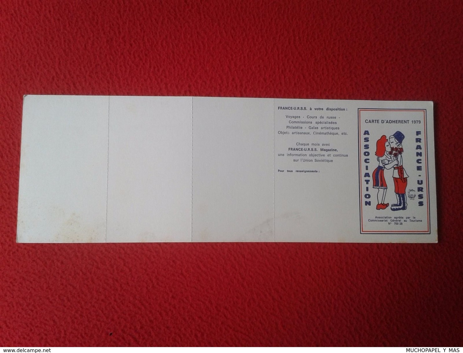 DOCUMENTO CARTA CARTE D'ADHERENT 1979 ASSOCIATION FRANCE URSS UNION SOVIÉTIQUE A IDENTIFICAR FRANCIA SOVIÉTICA VER FOTOS - Zonder Classificatie