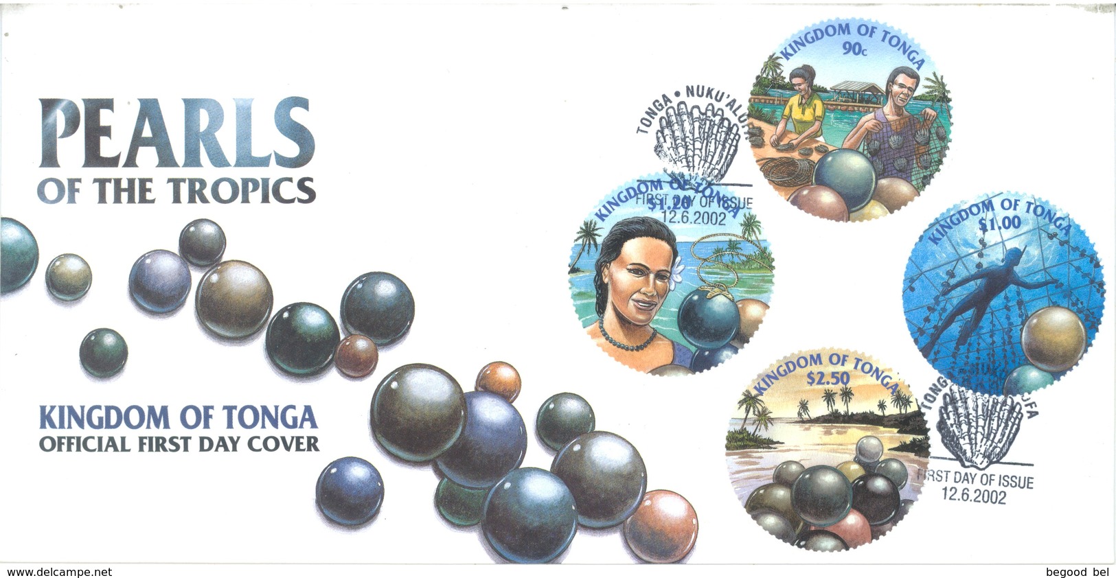 TONGA - FDC - 12.6.2002 - PEARLS OF THE TROPICS  - Yv 1203-1206 - Lot 17526 - Tonga (1970-...)