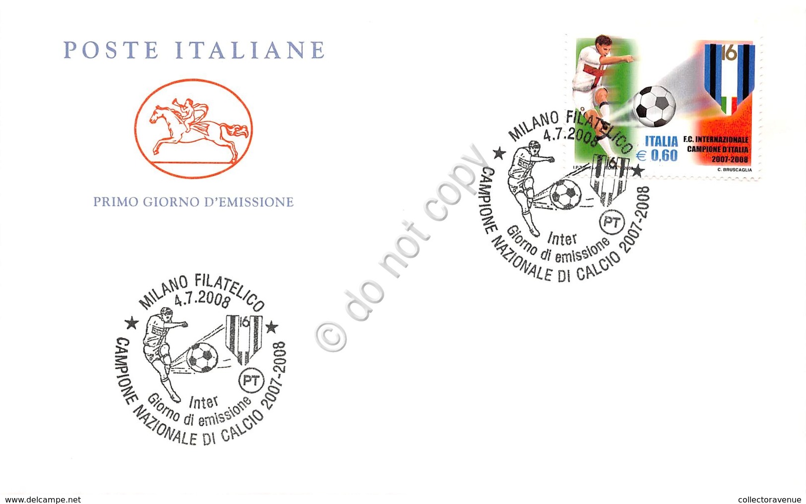 Inter Campione D'Italia 2007-2008 - FDC Cavallino Italia Repubblica 2008 - Non Classificati