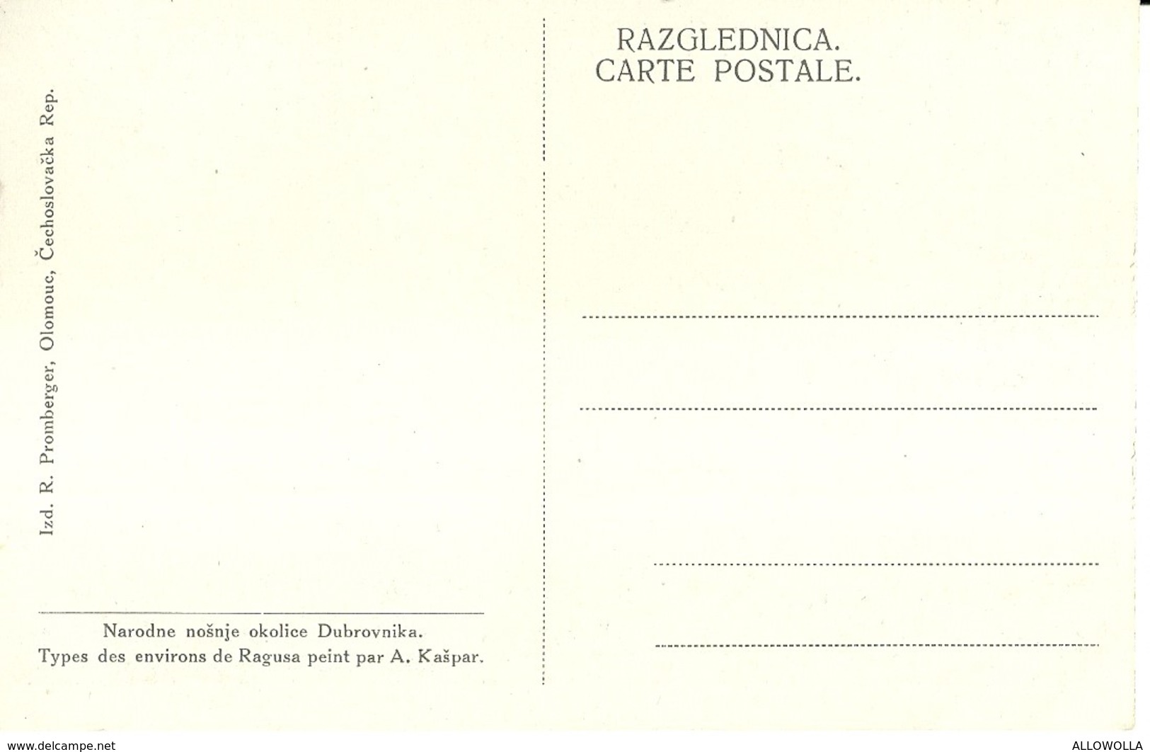 852 " NARODNE NOSNJE OKOLICE DUBROVNIKA-PEINT PAR A. KASPAR " CART ILLUSTRATA ORIG  NON SPED. - Costumi