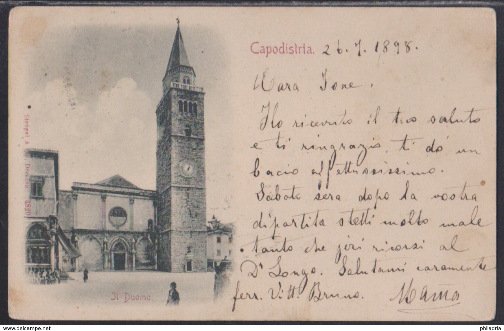 Koper, Church At Square, Mailed In 1898, Stamp Removed - Slovenia