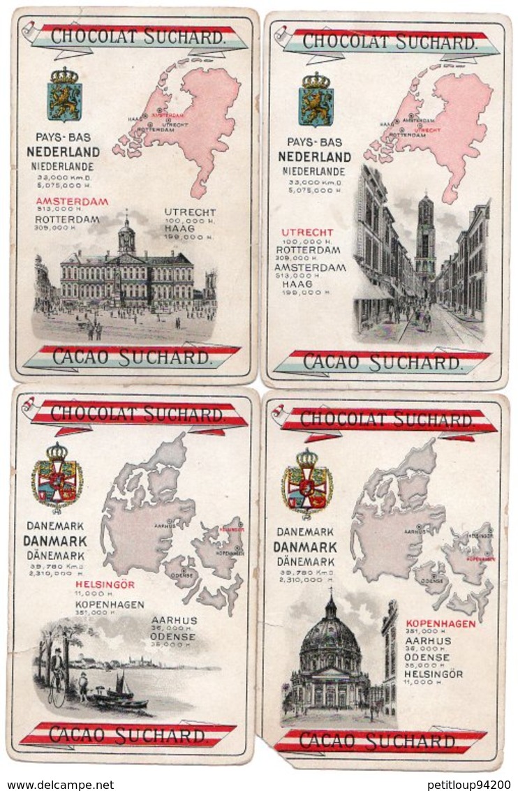 17 FICHES ILLUSTREES CHOCOLAT SUCHARD Pays & Villes *ALLEMAGNE *FRANCE * ITALIE *BELGIQUE *ANGLETERRE *DANEMARK*PAYS-BAS - Suchard