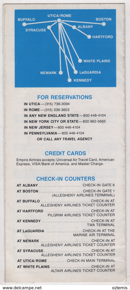 EMPIRE AIRLINES SYSTEM TIMETABLE EFFECTIVE JANUARY 15,1979 - Tijdstabellen