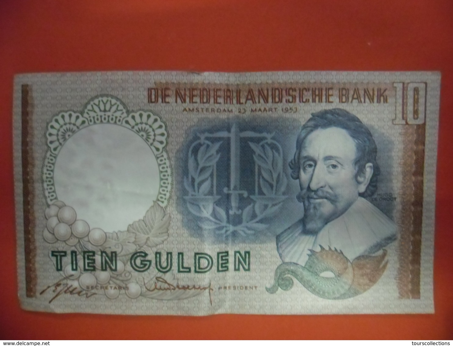 Billet PAYS BAS 10 GULDEN HUGO DE GROOT Du 23 Mars 1953 En SUP - - 10 Florín Holandés (gulden)