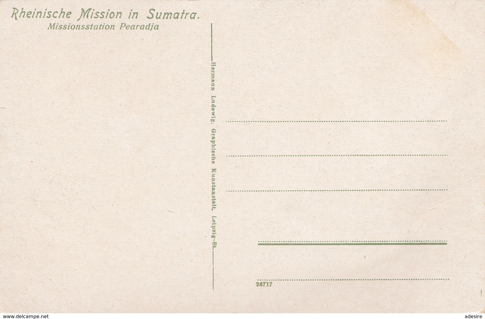 SUMATRA Rheinische Missionsstation Pearadja, 191?, Gute Erhaltung - Autres & Non Classés