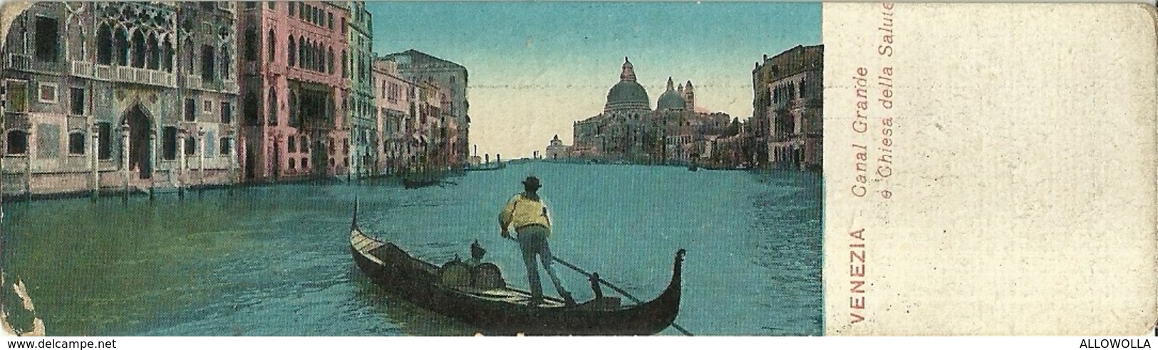 857 " VENEZIA - CANAL GRANDE E CHIESA DELLA SALUTE CON GONDOLA " MINI-CART ILLUSTRATA ORIG   SPED. - Venezia