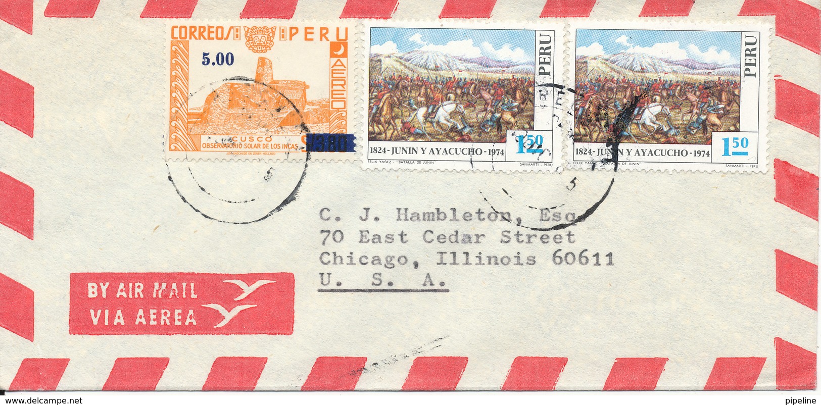 Peru Air Mail Cover Sent To USA - Peru