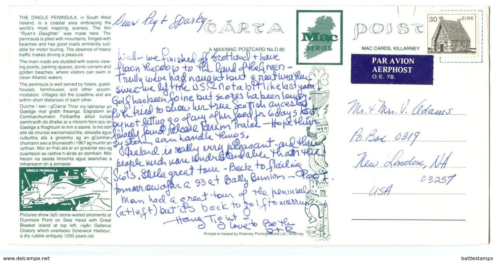 Ireland C.1980's Postcard Dingle Peninsula - South West Ireland - Kerry