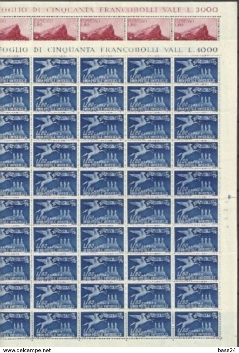 1950 San Marino Saint Marin ESPRESSO  EXPRESS 50 Serie Di 2v. (21/22) In Foglio MNH** Sheets - Sellos De Urgencia