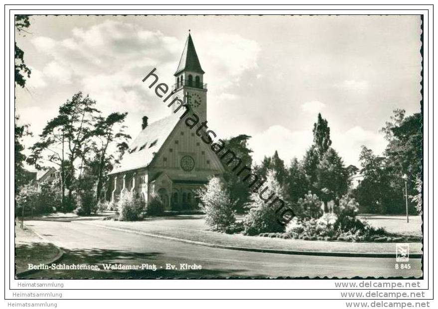 Berlin-Schlachtensee - Waldemar-Platz - Ev. Kirche - Foto-AK 60er Jahre - Zehlendorf