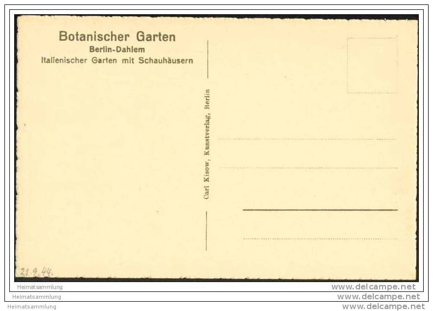 Berlin-Dahlem - Botanischer Garten - Italienischer Garten Mit Schauhäusern 40er Jahre - Dahlem