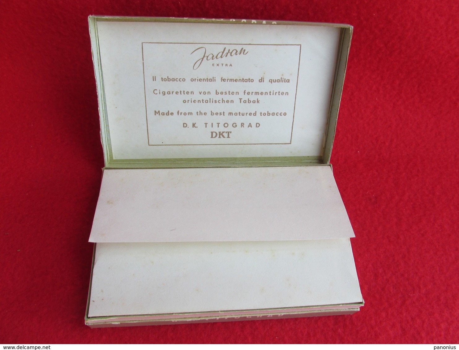 TOBACCO VINTAGE CARDBOARD BOX  JADRAN - FACTORY TITOGRAD MONTENEGRO WITH CIGARETTES INSIDE