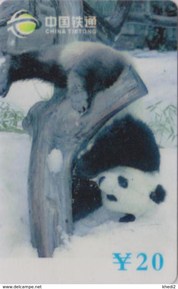 Télécarte De CHINE - Animal - PANDA GEANT Dans La Neige - CHINA Tietong Phonecard - Pandabär - 455 - Chine