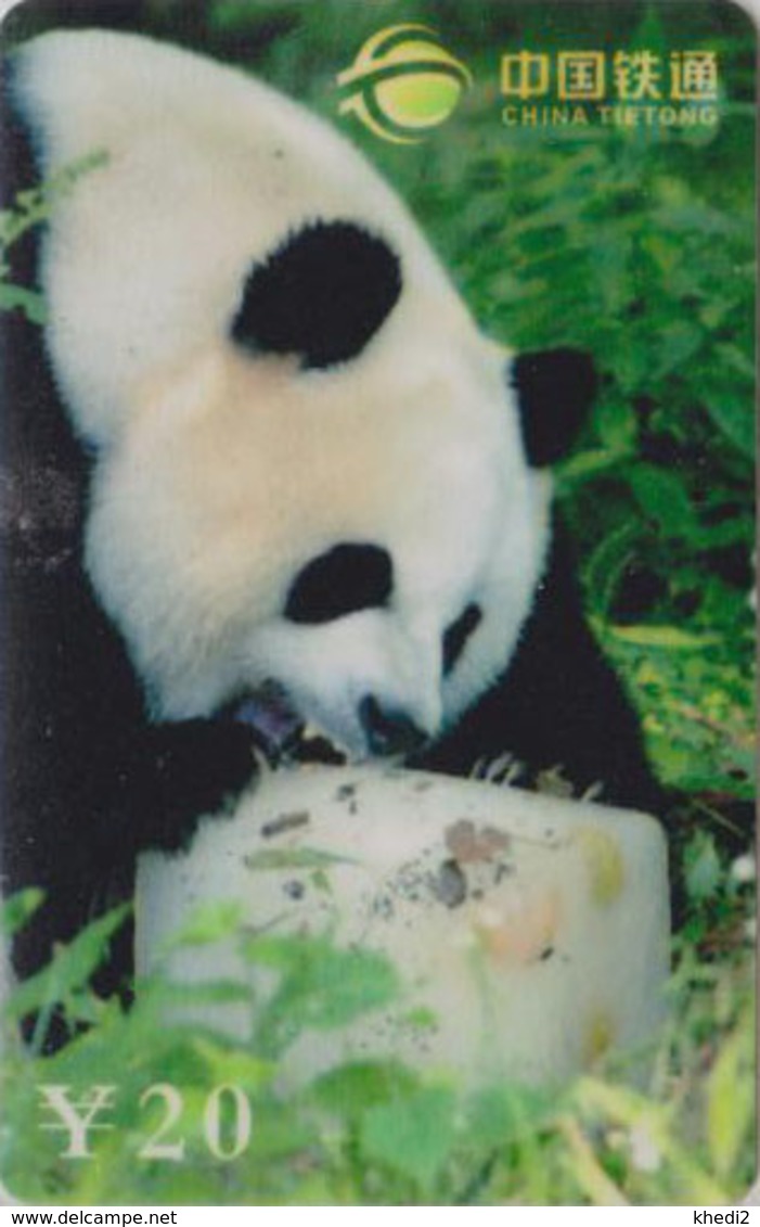 Télécarte De Chine - Animal - PANDA GEANT & Cube De Glace - China Tietong Phonecard - Pandabär - 456 - Chine