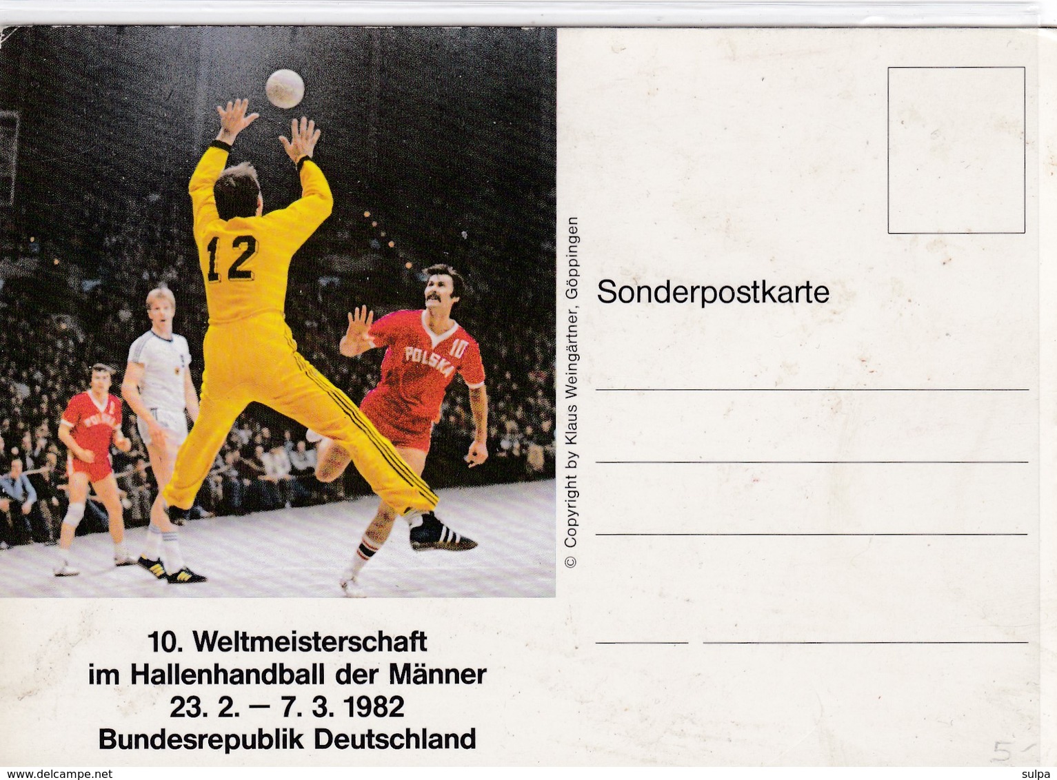 10. Weltmeisterschaft Im Hallenhandball Der Männer 1982, Sonderpostkarte - Handball