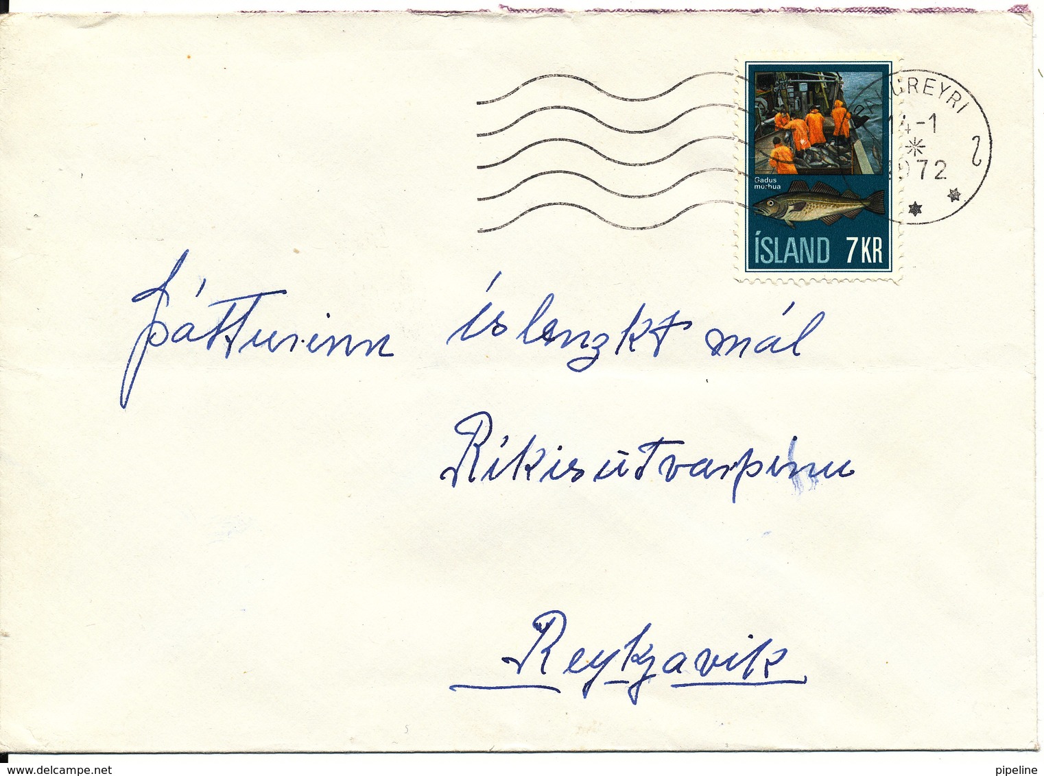 Iceland Cover Akureyri 14-1-1972 Single Franked - Lettres & Documents