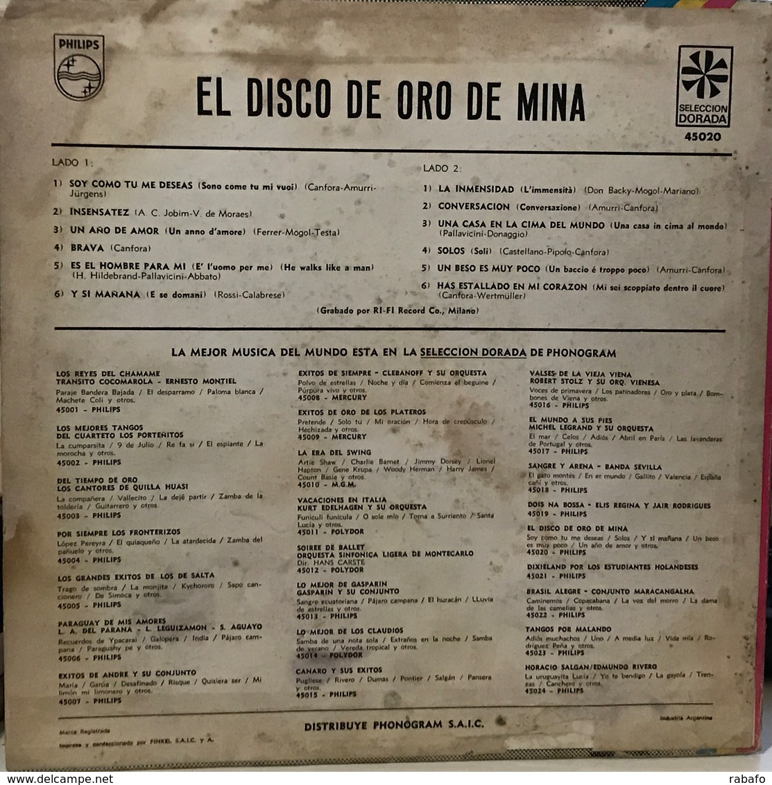 LP Argentino Y Recopilatorio De Mina Año 1968 - Other - Italian Music