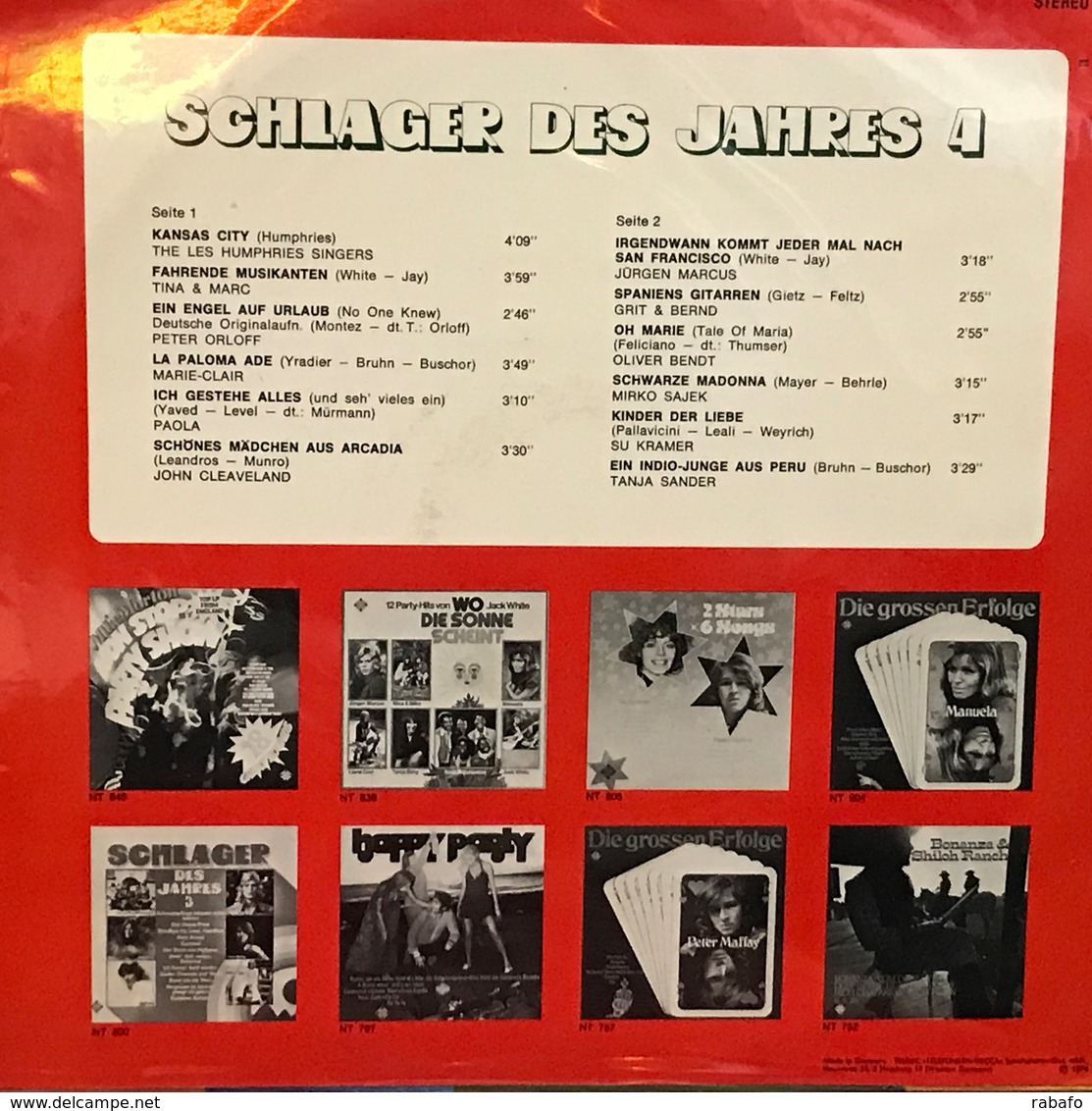 LP Alemán De Artistas Varios Schlager Des Jahres 4 Año 1974 - Autres - Musique Allemande