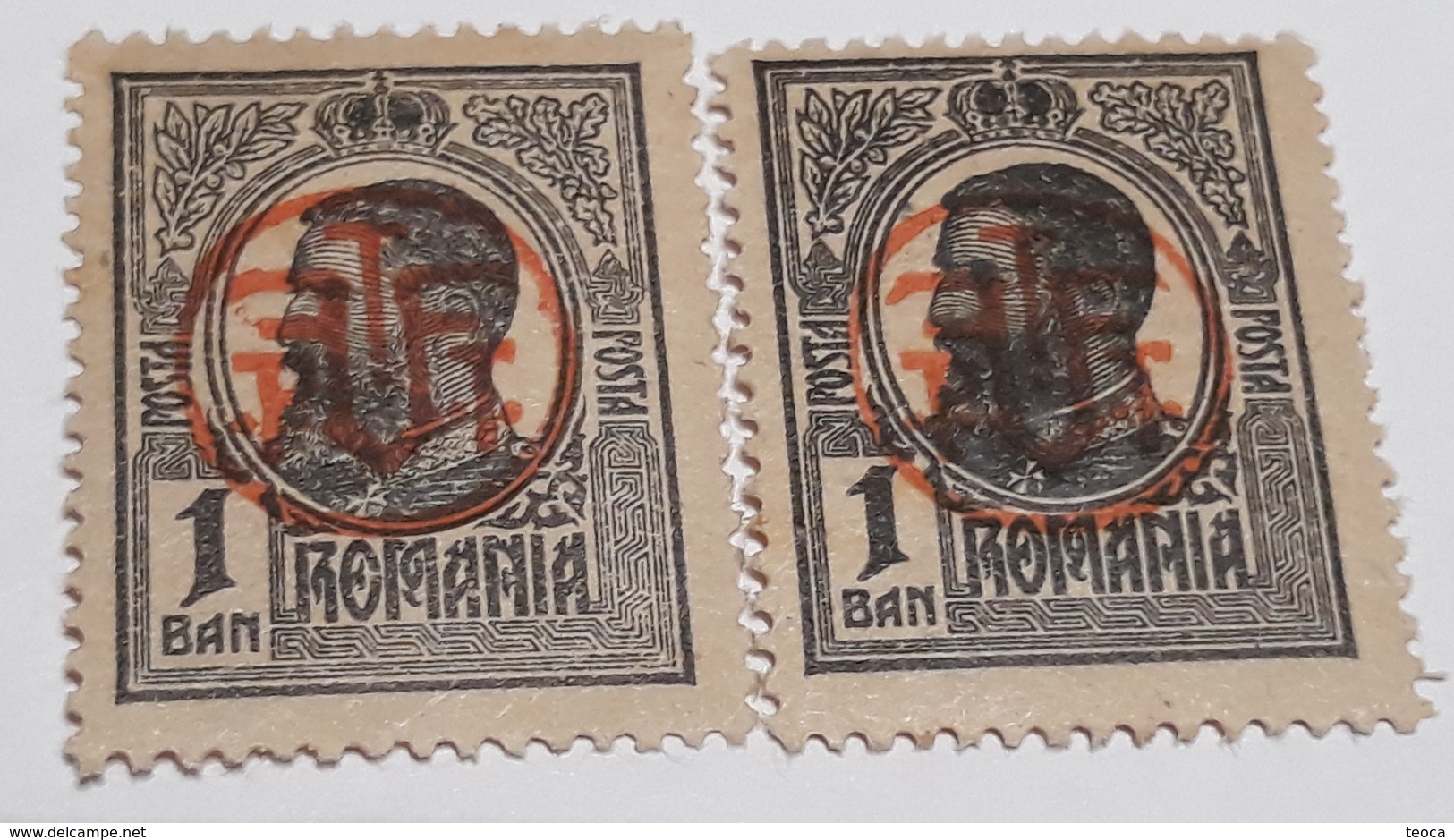 Romania 1918  King Carol I ,1 Ban Black, Overprint PTT REDD, , UNUSED ,MNH - Ungebraucht