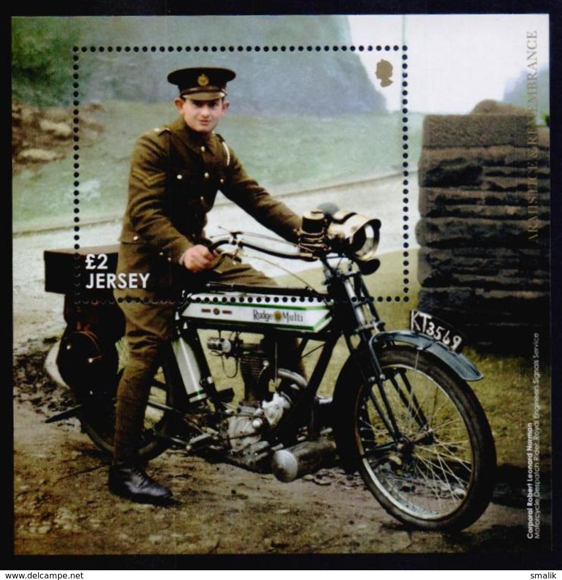 JERSEY 2018 - The Great WAR 100 Years, Corporal Robert Motorcycle Despatch Rider, Miniature Sheet MNH - Jersey