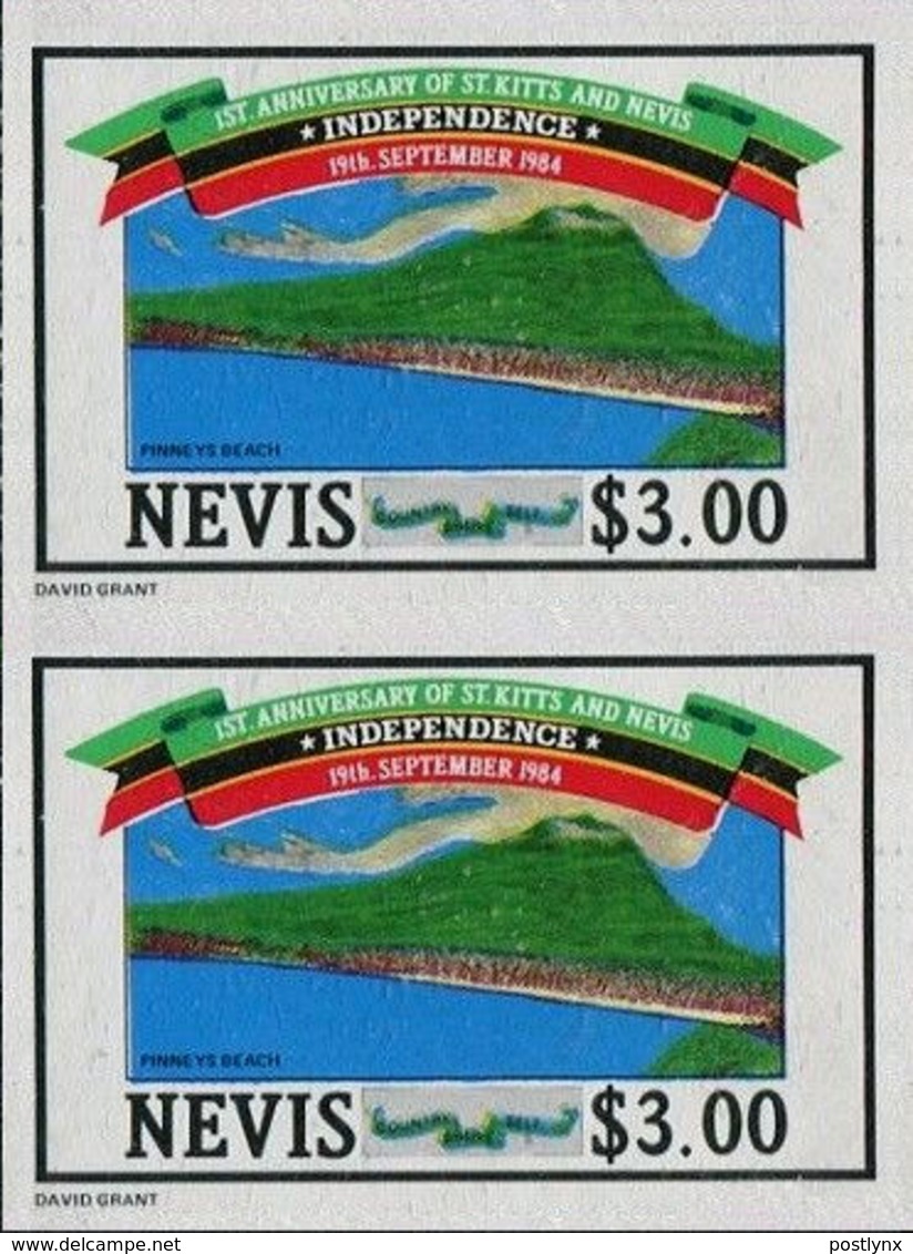 NEVIS 1984 Volcano $3.00 Independence IMPERF.PAIR - Volcanos