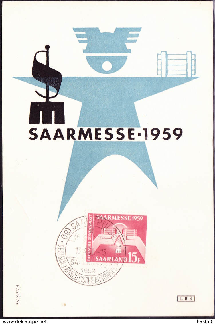 Saargebiet Saar Sarre - Saarmesse (MiNr: 447) 1959 - Postkarte - FDC