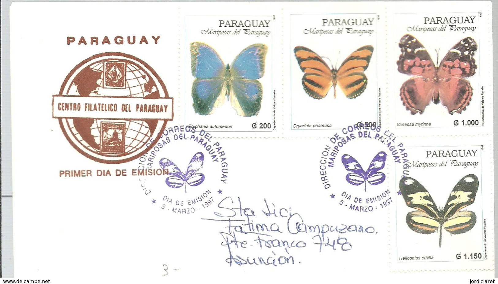 FDC 1997 PARAGUAY - Papillons