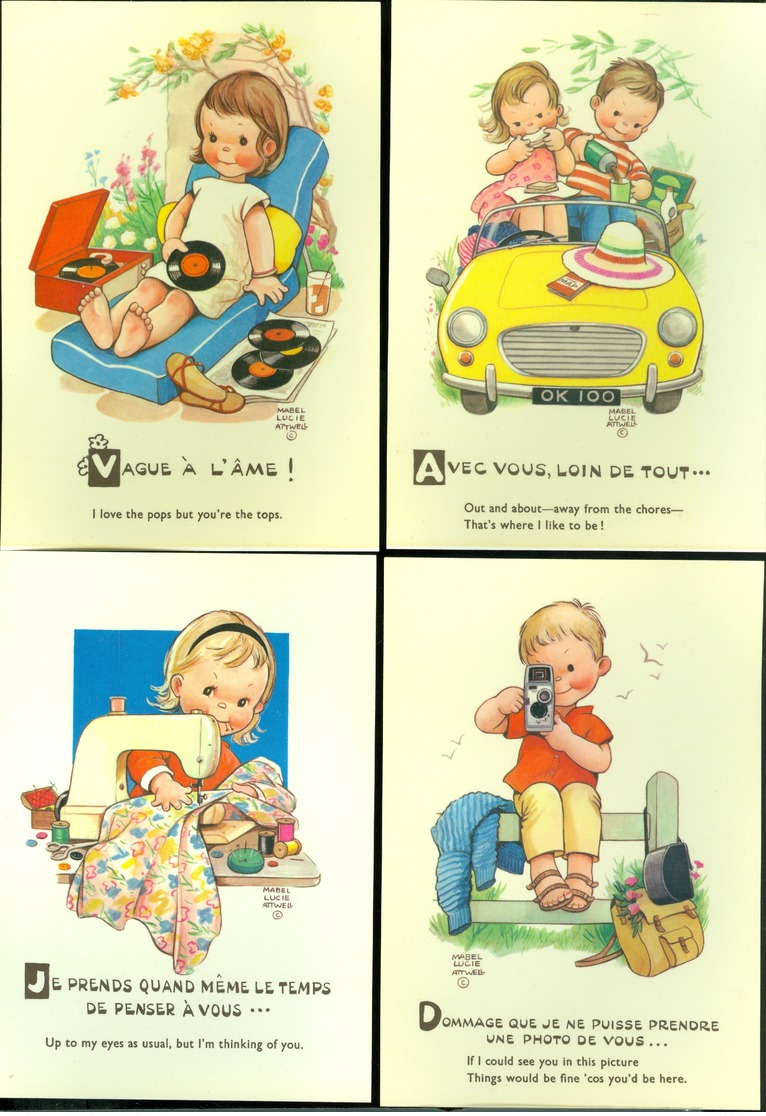 Beau Lot De 19 Cartes Postales De Fantaisie Illustrateur Mabel Lucie Attwell     Mooi Lot Van 19 Postkaarten  Fantasie - 5 - 99 Cartes